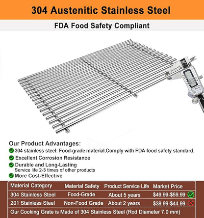 17.5" Grill Grates for Weber Spirit E310 E320 & Spirit II E310 E320 Grills;304 Stainless Steel Grates for Weber Genesis Gold & Silver Grills;Weber Grill Grates 7639; Weber Grill Grids