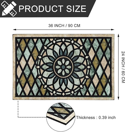 CHICHIC Welcome Door Mat 24 x 36 Inch Front Doormat Outdoors for Home Entrance Outdoors Mat for Outside Entry Way Doormat Entry Rugs, Heavy Duty Non Slip Rubber Back Low Profile, Flower