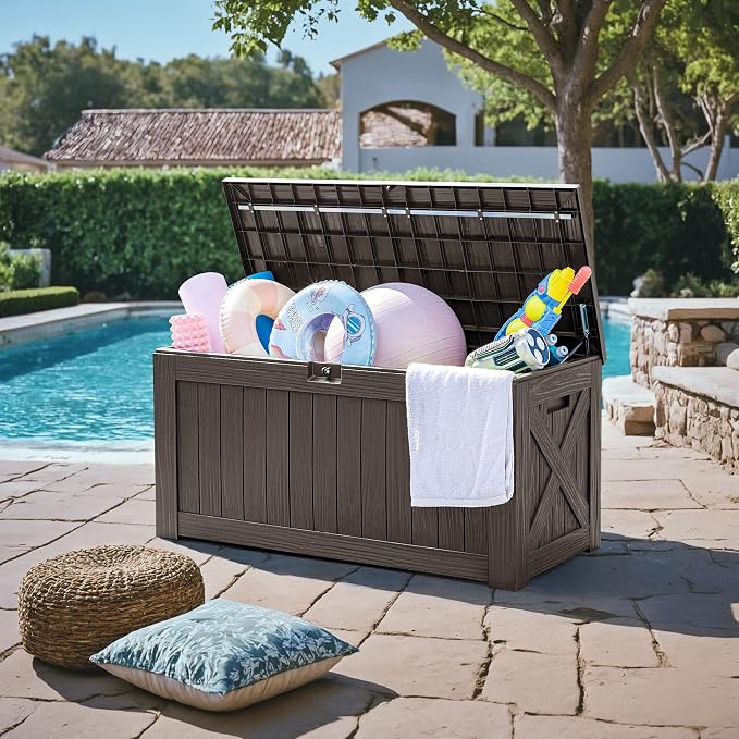 Greesum 120 Gallon Deck Box, Resin Outdoor Storage Container, Garden Tools - Image 5