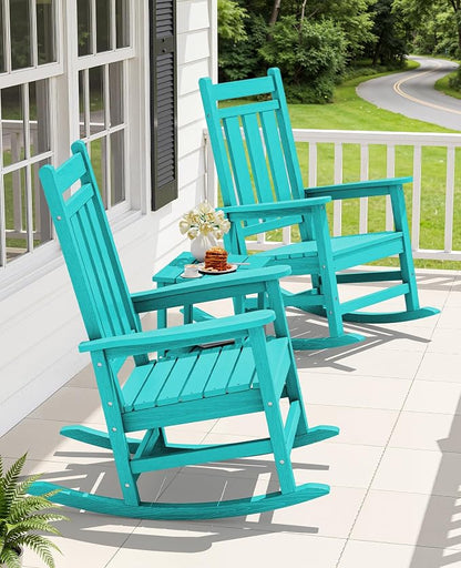 Oversized Outdoor Rocking Chair Set of 2, HDPE Patio Rockers, Aruba | | - Image 2
