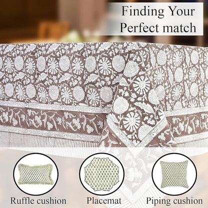 CPC Rustic Brown Tablecloth 100% Cotton 60x90 Inch Indian Block Print Rectangle Table Cover, Table Cloth for Gifting in Weddings, Halloween, Fall, Christmas, Thanksgiving