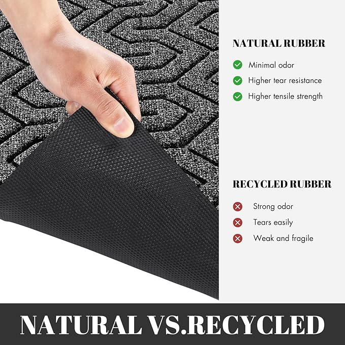 Yimobra Extra Large Door Mat Outside Entrance 60x36, Waterproof Heavy Duty Outdoor Mats for Front Door, Non Slip Rubber Entry Mat for Garage Patio Indoor, Easy Clean, Mix Grey