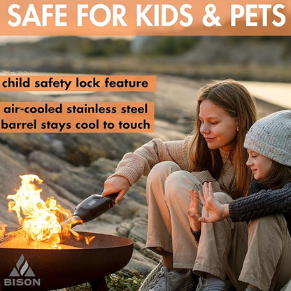 BISON AIRLIGHTER 420 | Cordless Fire Starter | Camping Essential | Torch Lighter | Perfect for Fire Pits, Camping, Charcoal Grills, Fireplaces, and Wood Stoves | Refillable Butane with Built-In Blower