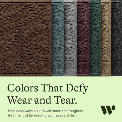 WaterHog Indoor/Outdoor Door Mat, 2' x 3', Made in USA, Durable & Skid-Resistant Front Door Rug, Decorative, Water-Trapping & Heavy-Duty Entryway Mat for Your Home, Boxwood Collection, Dark Brown