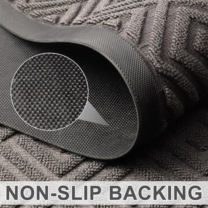 LEKEEPGO Large Front Door Mat Outside Entrance 31.5"x47", Drainage Welcome Matt Outside, Absorbent Doormat, Non Slip Rubber Mats, Dirt Resist Door Mats for Front Door, Patio, Home Entrance, Grey