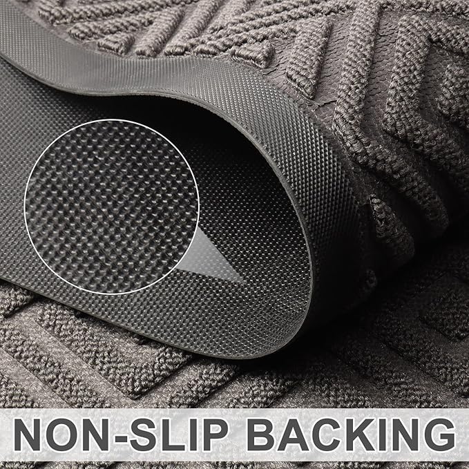 LEKEEPGO Large Front Door Mat Outside Entrance 24"x36", Drainage Welcome Matt Outside, Absorbent Doormat, Non Slip Rubber Mats, Dirt Resist Door Mats for Front Door, Patio, Home Entrance, Grey