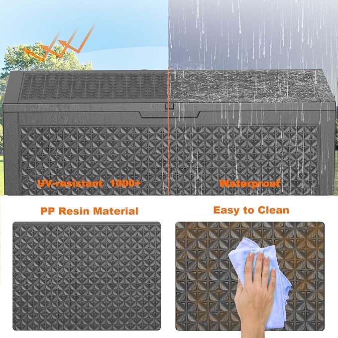 120 Gallon Waterproof Outdoor Storage Box, Resin Deck Box, Lockable Outside - Image 5