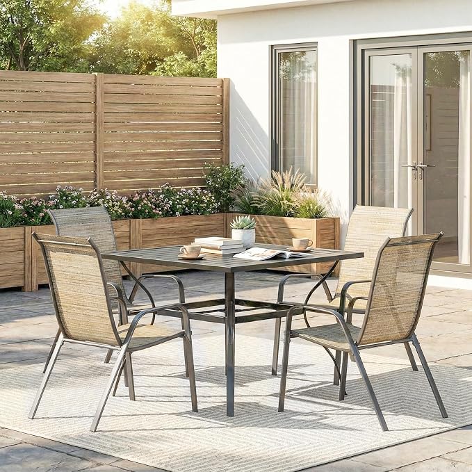 TLSUNNY Patio Chair, Outdoor Stackable Textilene Chairs Set of 4, - Image 9