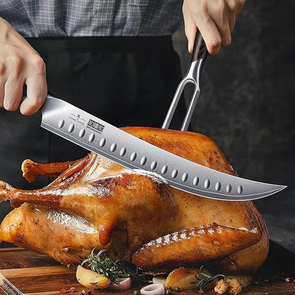 HOSHANHO Meat Fork 7 Inch, Razor Sharp Double-Prong Carving Fork for Meat, Professional Japanese High Carbon Stainless Steel Kitchen Serving Fork for Turkey and Barbecue