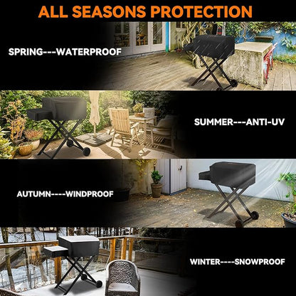 Grill Cover for Onlyfire Grills with Cart and Side Table GS308 GS310 GS342 GS343, Waterproof Grill Cover, Rip-Proof and Anti-UV Barbecue Gas Stove Cover, Black CV701