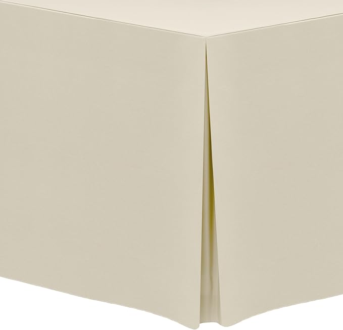 Ultimate Textile 5 ft. Fitted Polyester Tablecloth - Fits 30 x 60-Inch Banquet and Folding Rectangular Tables - 42" H, Tan Beige