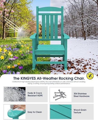 Oversized Outdoor Rocking Chairs Set of 4, HDPE Porch Rocker, Aruba | - Image 5