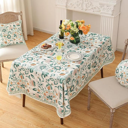 patdrea Designer French Green Small Square Table Cloth,Vintage Italian Floral Country Linen Tablecloth,Wrinkle Free Decor Cover for Kitchen,Dining,Christmas,Party,Thanksgiving,55"x55"-Tree Life