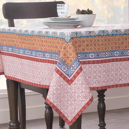 Maison d' Hermine Table Cloth Rectangle Table 100% Cotton 60 x 90 Inches Fall Tablecloth Reusable Everyday Use for Thanksgiving Christmas Decorations Dining Farmhouse Party (Romane)