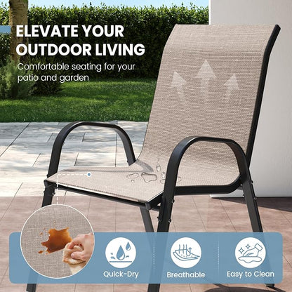 Patio Dining Chairs Set of 4, Stackable Dining Chairs High Back, Breathable - Image 6