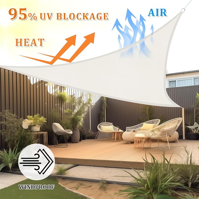 Shade&Beyond Custom Sun Shade Sail 10'x12'x15.6' Triangle Sun Sail Shades Patio - Image 2