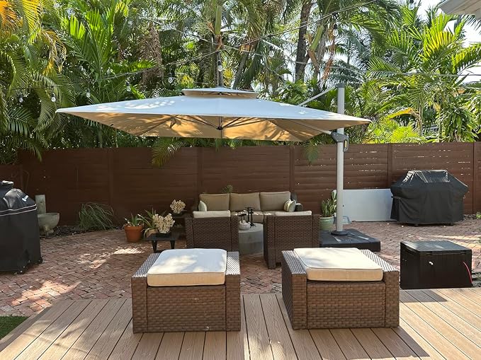 PURPLE LEAF Cantilever Patio Umbrellas 10' x 10' Square Double Top, 3-Yr - Image 2