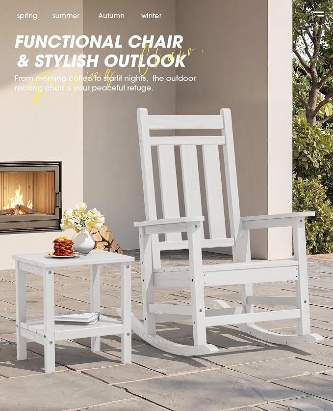 Oversized Outdoor Rocking Chair Set of 2, HDPE Patio Rockers - Image 5
