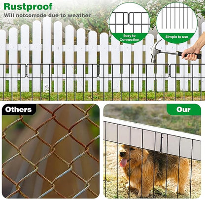30Ft(L) X 13Inch(H) Animal Barrier Fence - 21 Pack Garden Fence Animal Barrier Garden Border, Rustproof Metal Fencing Panels, No Dig Fence Panels Defense for Dogs, Rabbits, Outdoor Patio