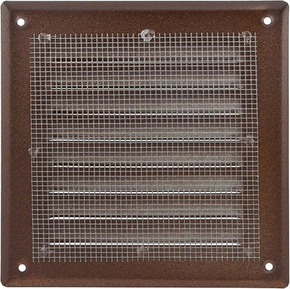 Square Ventilation Grille / 5" x 5" Inch Inside Measurement/Brown Metal Air Vent Louver - Inside/Outside use / 6.5" x 6.5" Inch Outer Measurement
