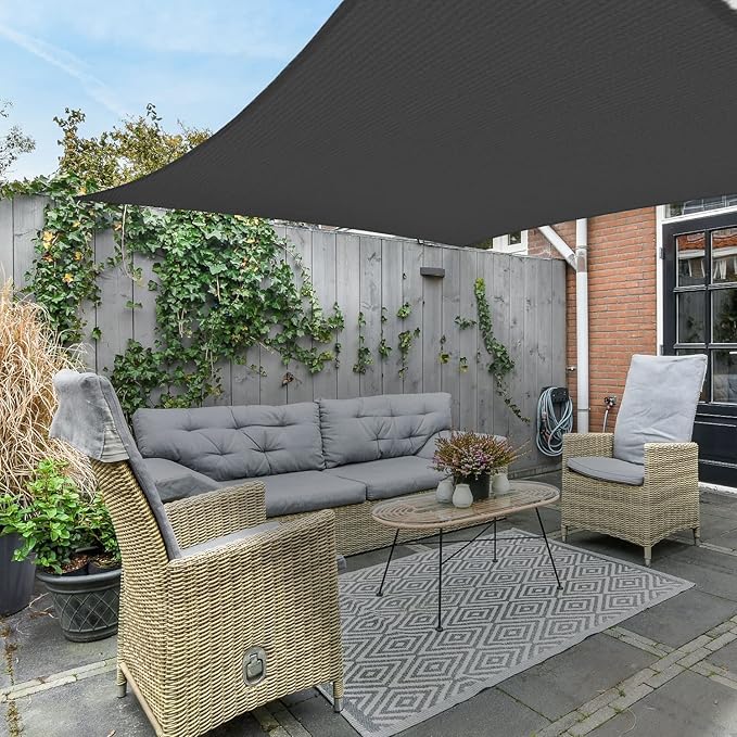 AsterOutdoor Sun Shade Sail Rectangle 8' x 12' UV Block Canopy - Image 6