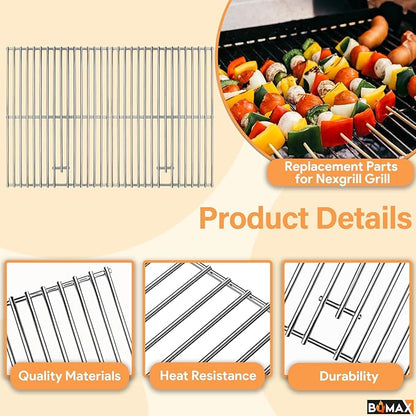 BQMAX Grill Parts for Nexgrill 5 Burner Gas Grill 720-0888 720-0888A 720-0888N, Cooking Grate, Heat Plates Shield and Burner for Nexgrill 5 Burner Replacement Parts for 720-0888 Nexgrill Parts