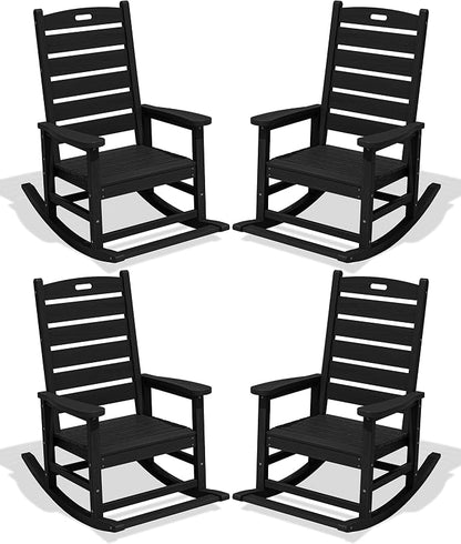 SERWALL Outdoor Rocking Chair Set of 4, Oversized HDPE Rocker, All Weather by SERWALL