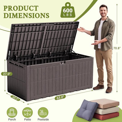 Flamaker 220 Gallon Large Outdoor Storage Box Waterproof, XL Resin Deck Box | - Image 2
