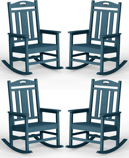 Oversized Outdoor Rocking Chairs Set of 4, 380lbs Heavy-Duty Large Patio Rocker by CIOKEA