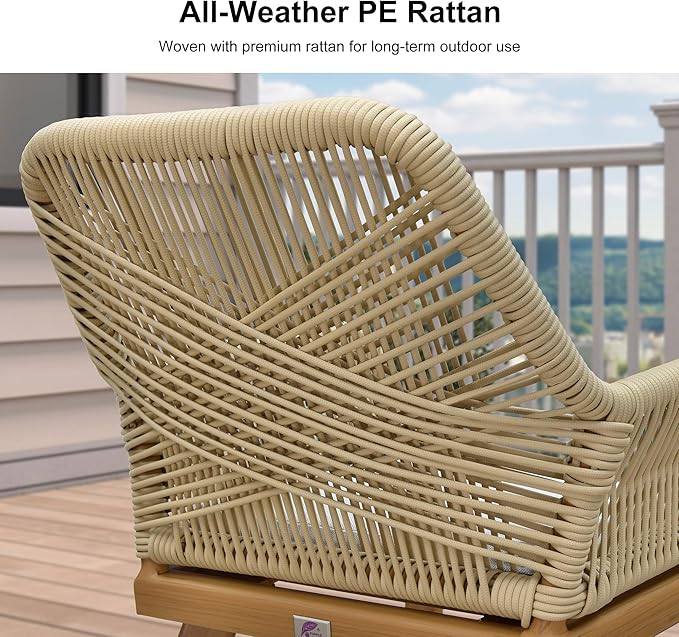 PURPLE LEAF Outdoor Dining Set All-Weather PE Rattan Outdoor Patio Furniture Set with All Aluminum Frame Rectangular Table and Chairs 7 Pieces Set for Lawn Garden Backyard Deck, Teak