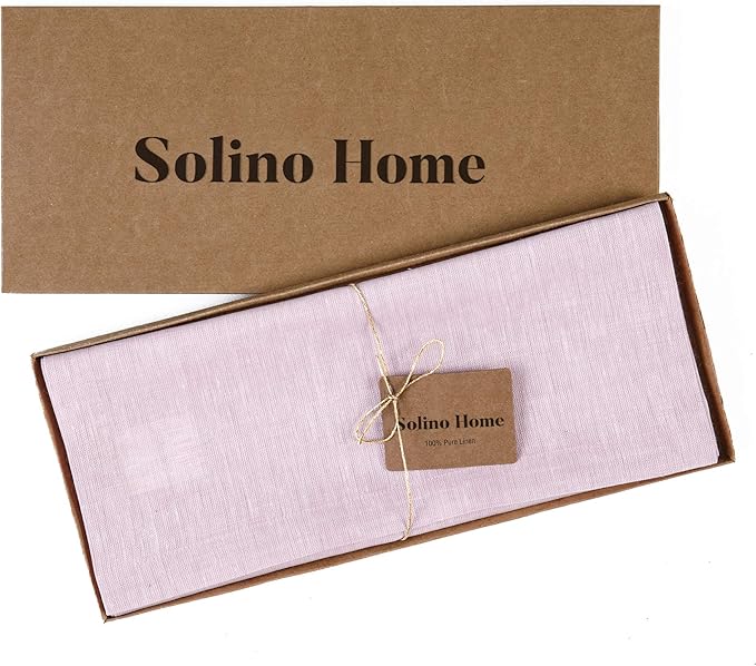 Solino Home Linen Table Runner 156 Inches Long - Athena, 100% Pure Linen Bubblegum Pink Table Runner 14 x 156 Inch for Dining, Valentines, Spring, Easter