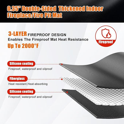 Large Under Grill Mat for Outdoor Grill,Double-Sided Fireproof Grill Pad,Indoor Fireplace/Fire Pit Mat,Oil-Proof Waterproof BBQ Protector for Decks and Patios (38"x40")