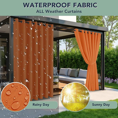 Outdoor Curtains for Patio Waterproof, 6 Drape Panels, Sun Shades | Privacy & - Image 2