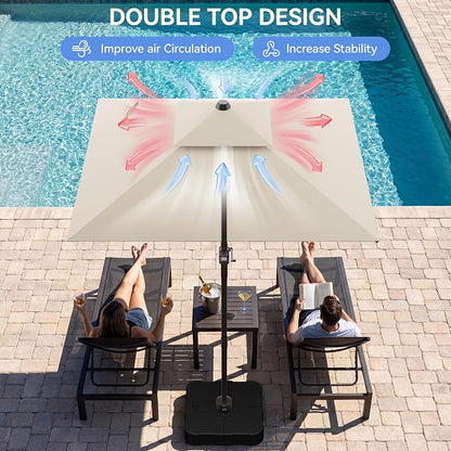 10x10FT Beige Cantilever Outdoor Patio Umbrella - Image 4