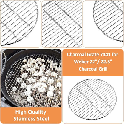 Grill Grates for Weber 22'' 22.5" Charcoal Grill, Cooking Grate Charcoal Grate for Weber 7436 7441 Kettle, Bar-B-Kettle, Master-Touch Grill, One-Touch Cleaning System Kit for We ber 7444