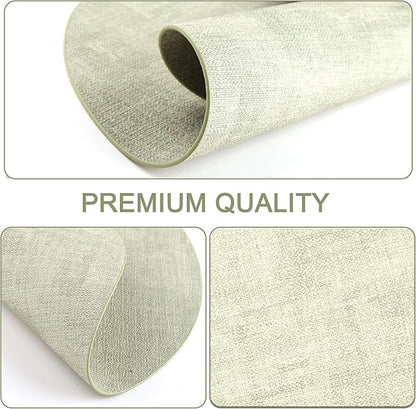 Round Faux Leather Placemats and Coasters, Set of 6, Reversible Heat Resistant Non-Slip Table Mats, Waterproof Wipeable Place Mats for Dining Table, Washable for Indoor & Outdoor (6, Light Green)