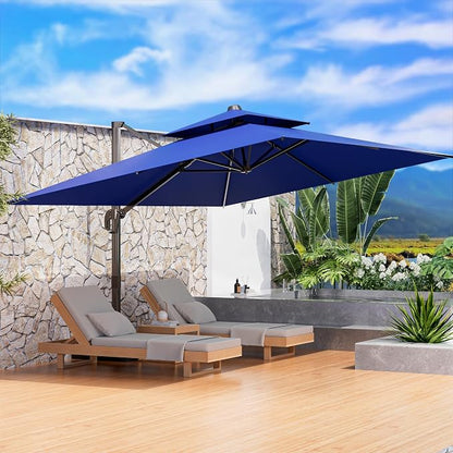 9' X 12' Cantilever Outdoor Patio Umbrellas Double Top Large Rectangle Umbrella - Image 7