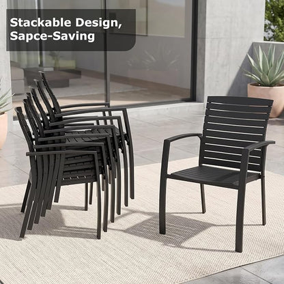 Outdoor Stackable Chairs Set of 2, All-Weather Patio Dining Chairs | Aluminum - Image 5