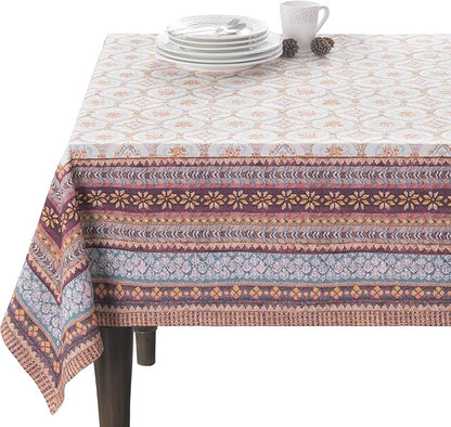 Maison d' Hermine Table Cloth Rectangle Table 100% Cotton 60 x 120 Inches Fall Tablecloth Reusable Everyday Use for Thanksgiving Christmas Decorations Dining Farmhouse Party (Fair Isle)
