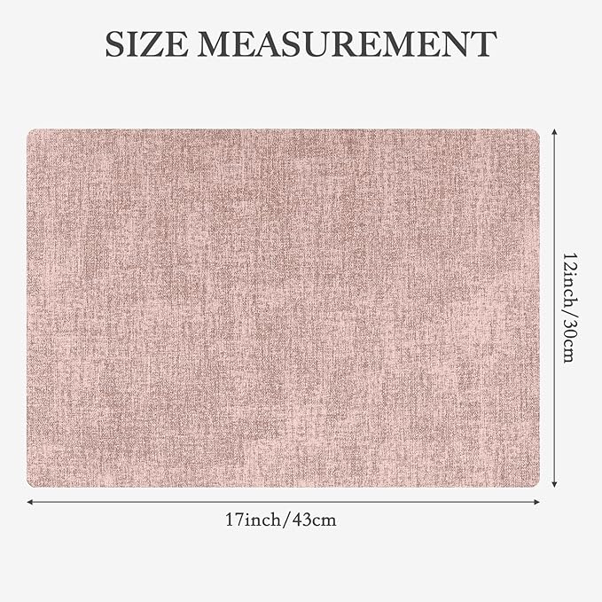 Faux Leather Heat Resistant Placemats Set of 4 – Waterproof Oilproof Wipeable Dining PU Vinyl Place Mat Easy Clean Table Mats for Kitchen/Dining/Party/Holiday, Pink