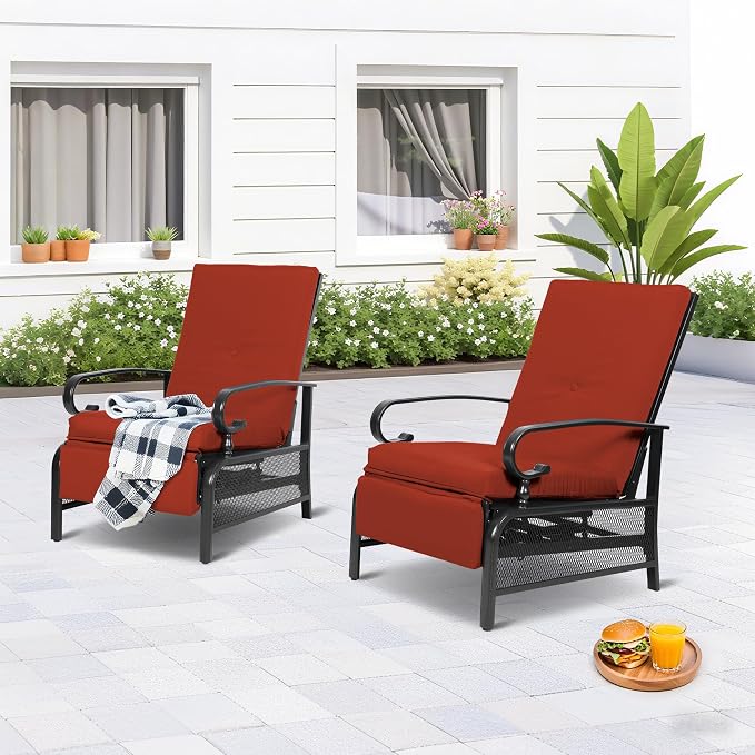 Incbruce Outdoor Lounge Chair Set of 2 Patio Furniture Adjustable Recliner - Image 7