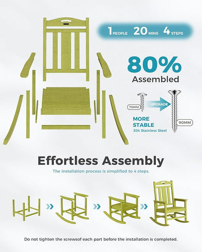 Oversized Outdoor Rocking Chairs Set of 4, 380lbs Heavy-Duty Large Patio Rocker - Image 8
