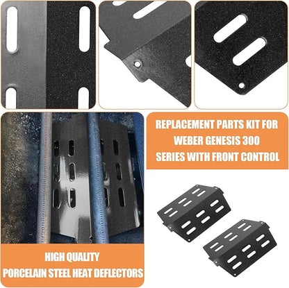 AJinTeby Grill Parts for Weber Genesis 300 Series Grill E310 E320 S310 S320 S330 EP310 w/Front Control, Burners 62752 7620 7621 Flavorizer Bars 65505 Heat Deflectors, Weber Genesis Replacement Parts