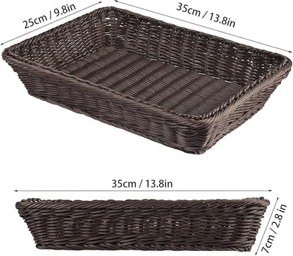 5 PCS 13.8x9.8 Inch Wicker Bread Basket, Woven Serving Basket, Tabletop Food Serving Basket for Restaurant, Bakery, Family Party, Hotel Serving, Fruits, Vegetables and Snacks, coffee
