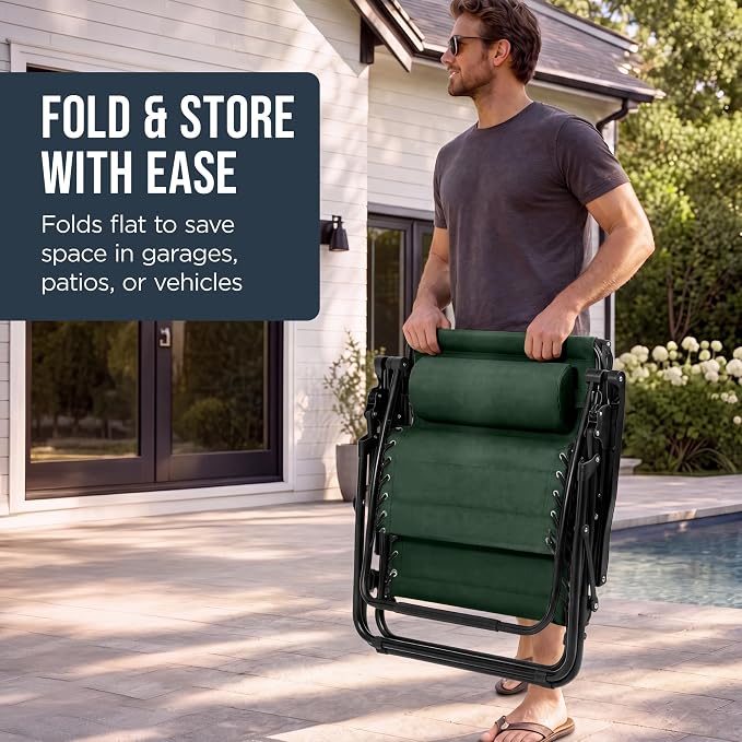 Best Choice Products Oversized Padded Zero Gravity Chair w/Canopy Headrest Cup - Image 8