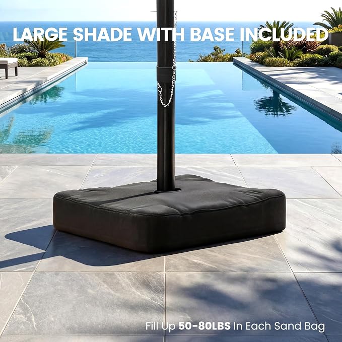 10ft Patio Umbrella with Base Included, Large Cantilever Outdoor Umbrella with - Image 2