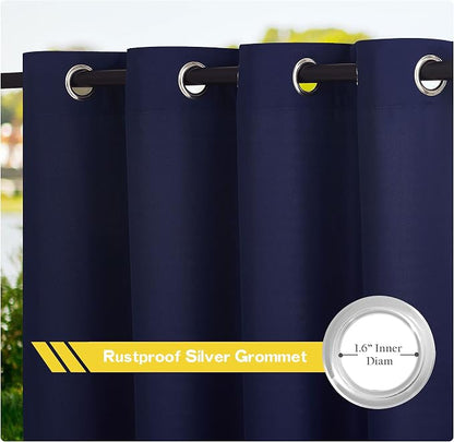 NICETOWN Canvas Outdoor Waterproof Patio Curtains, Rustproof Top and Bottom - Image 3