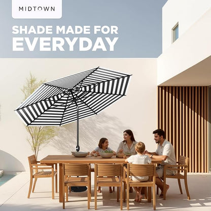 Midtown Umbrellas 10-Year-No-Fade - 8 Ft - UV Proof Black/White Stripes Fabric - Image 7