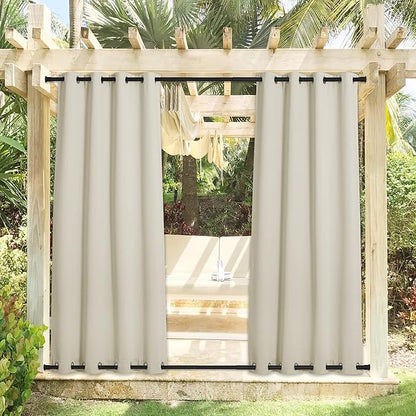NICETOWN Outdoor Curtains for Patio Waterproof & Windproof 2 Panels, Thermal - Image 2