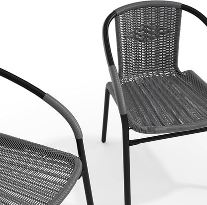 Flash Furniture Lila 2 Pack Gray Rattan Indoor-Outdoor Restaurant Stack Chair | - Image 13